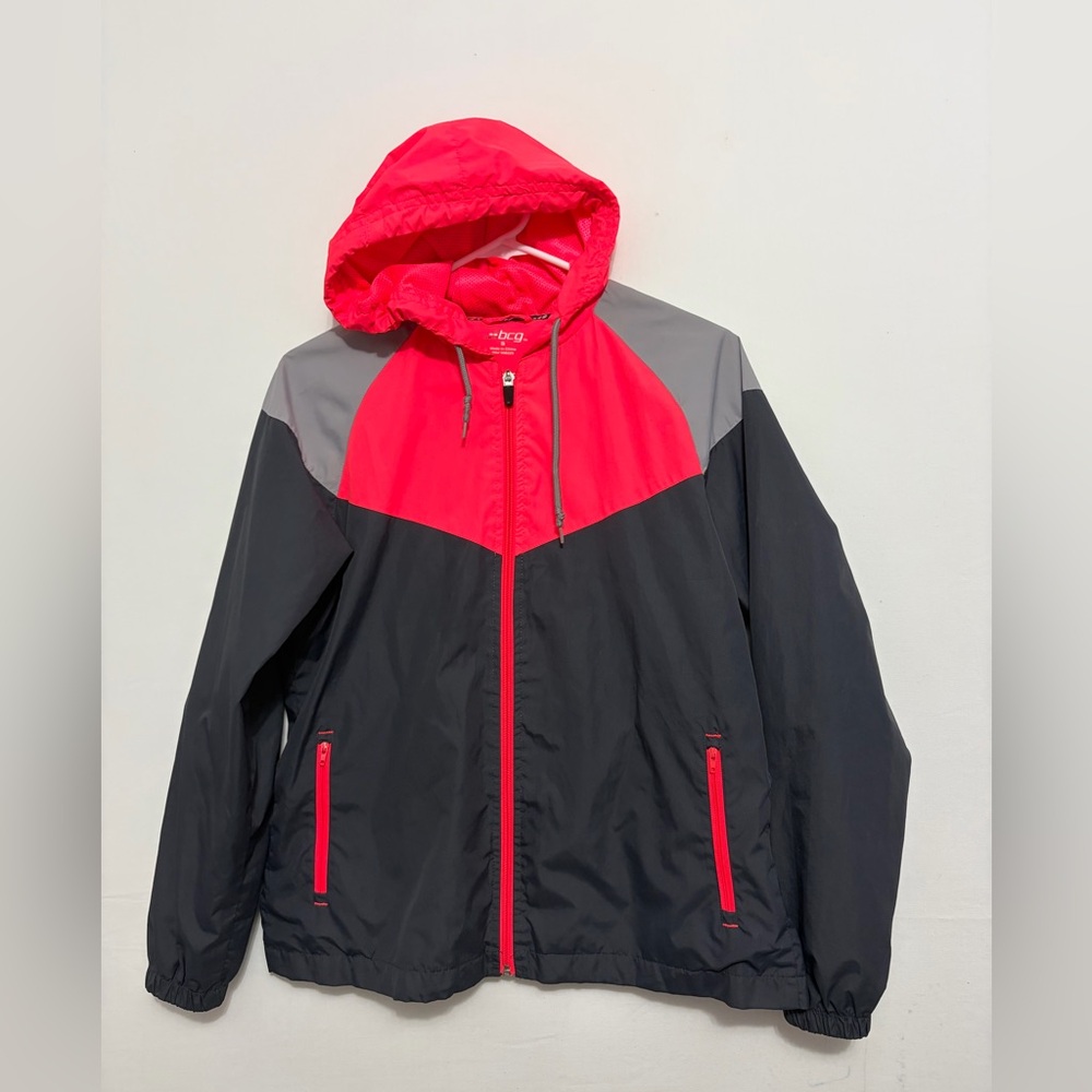 BCG Women’s size S Pink Colorblock Hooded Windbreaker Jacket(A357)✨